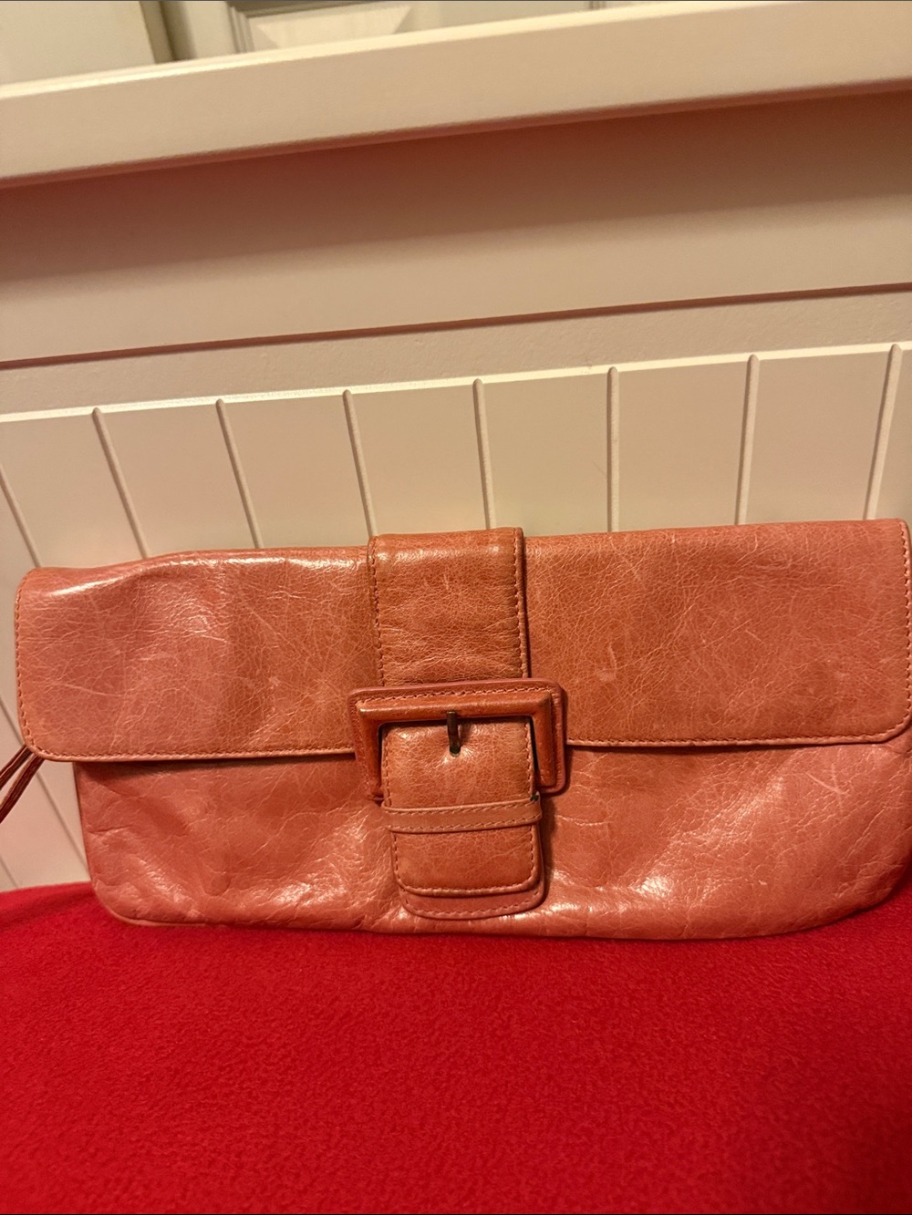 Vintage HOBO International Leather Buckle Clutch Wristlet Bag - Picture 2 of 10